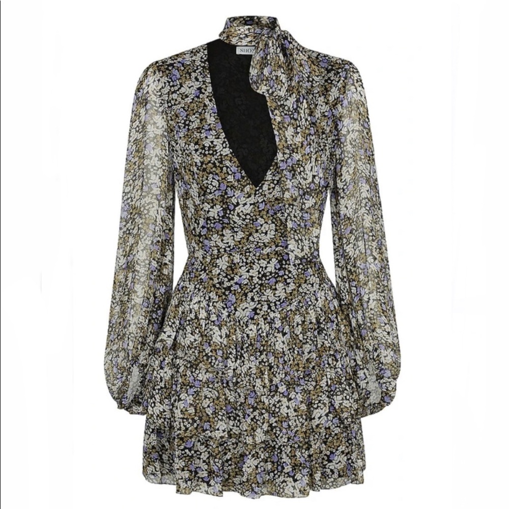 SHONA JOY VALENTINA SCARF NECK MINI DRESS